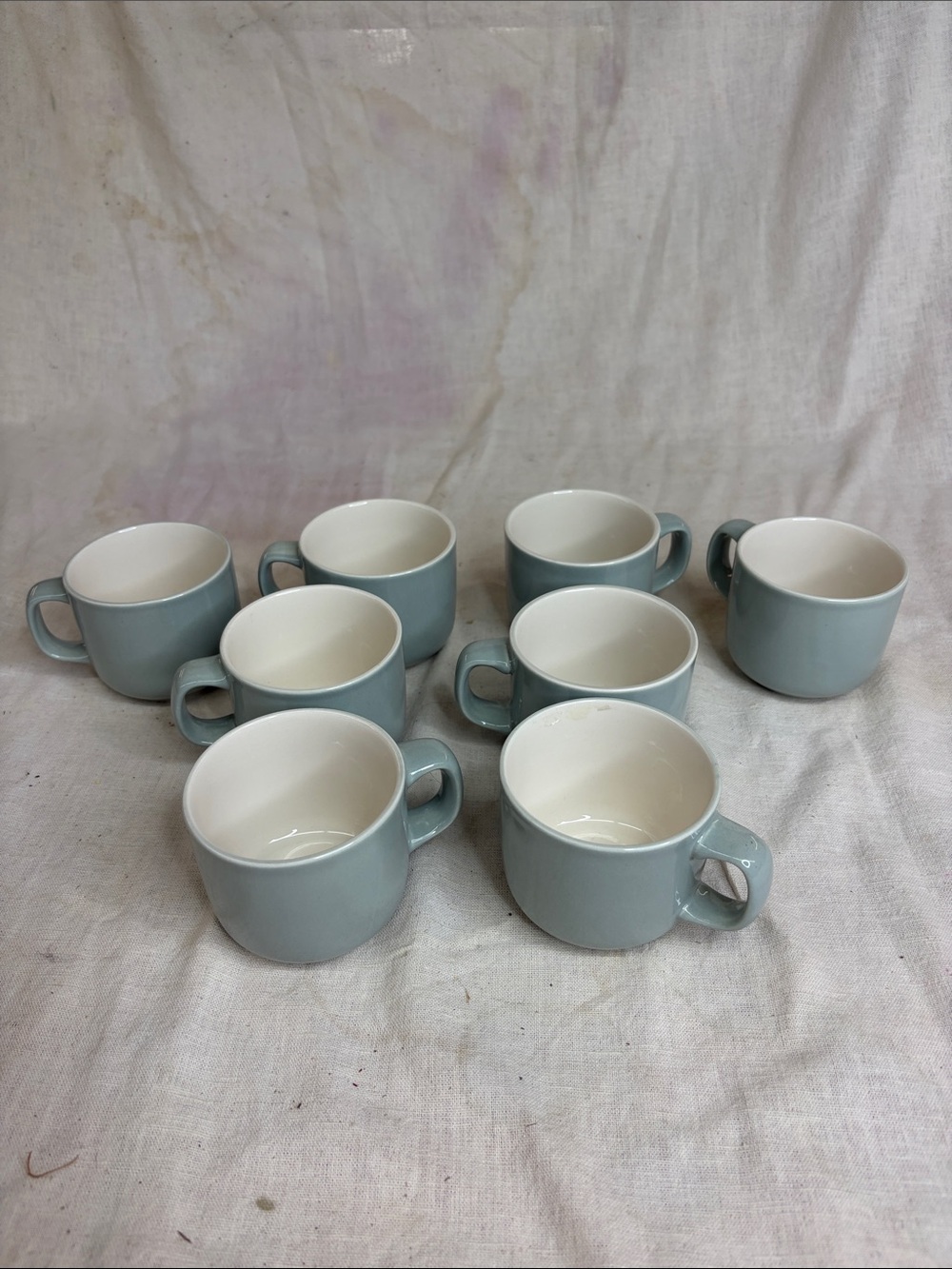 Light Blue Ceramic Coffee Cups - Set of 8